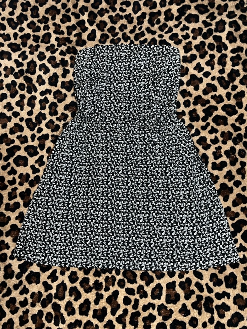 Mudd Black and White Strapless Floral Skater Dress